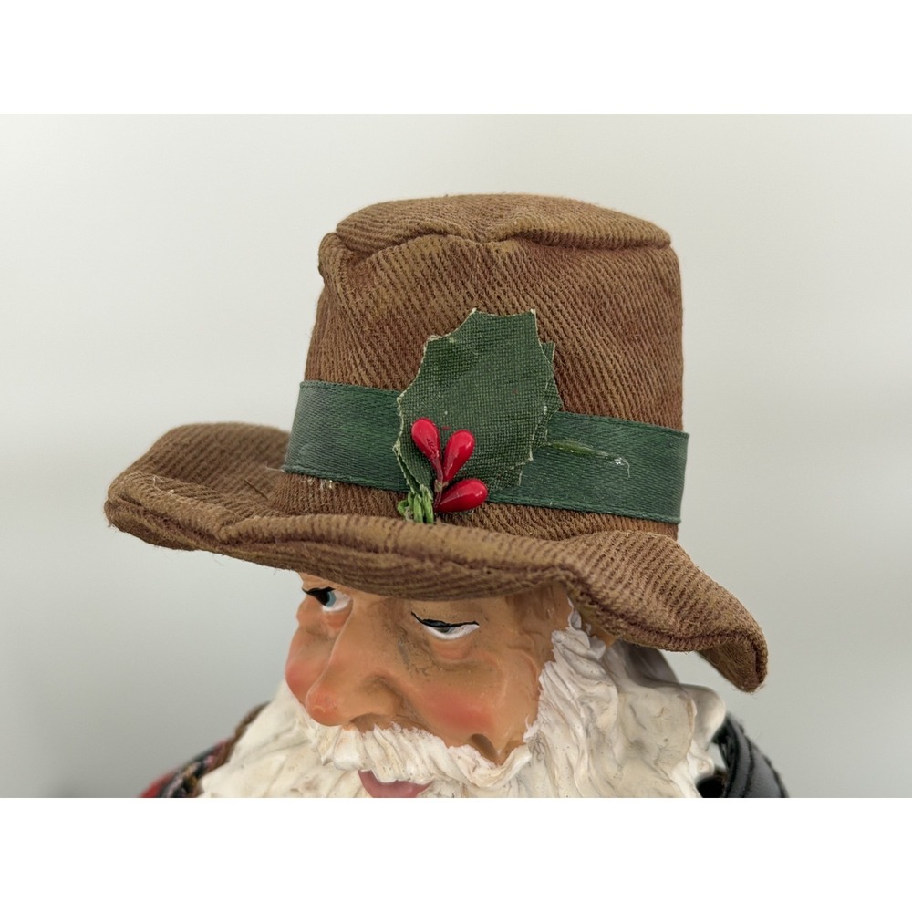 Santa Fisherman Vtg 12" Resin with Cloth Clothes Missing Fishing Pole - Picture 9 of 9